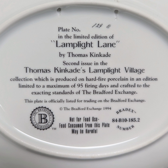 $5 CLOSET CLEAR OUT! Thomas Kinkade Lamplight Lane Porcelain Plate - Picture 2 of 6